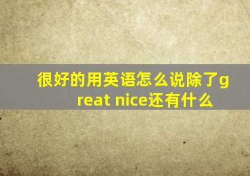 很好的用英语怎么说除了great nice还有什么